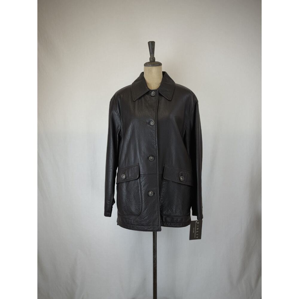NWT Winlit New York Insulated Brown Pebbled Leather Jacket SZ LG #0333 Vintage